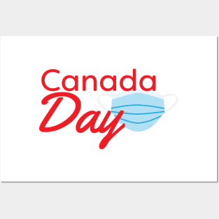 Canada Day 2020 - Red text and Blue face mask Posters and Art